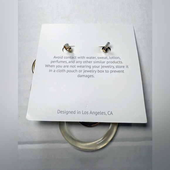 Ettika Fashion Jewelry Gold Clear Circle Hoop Dangle Pierced Earring NWT Y2K - Picture 2 of 2